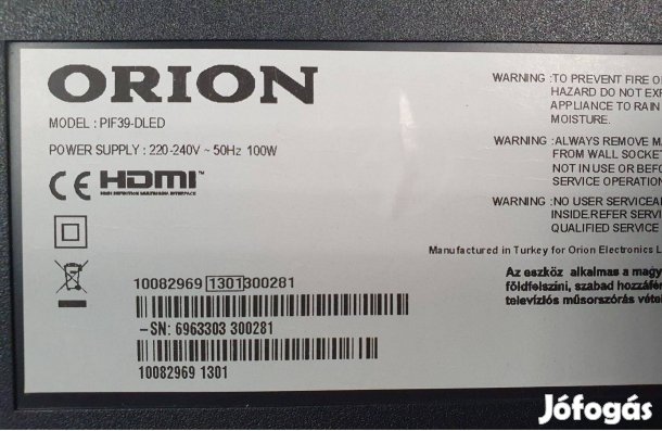 Orion PIF39-Dled LED LCD tv hibás törött alkatrésznek