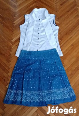 Örökkék női fehér blúz és szoknya szett dobozban vadonatúj