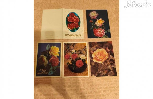Orosz rózsás képeslap 5 db darabonként is