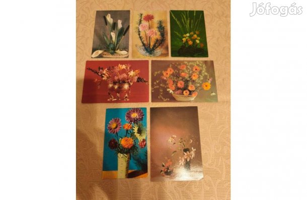 Orosz virágos képeslap 7 db darabonként is