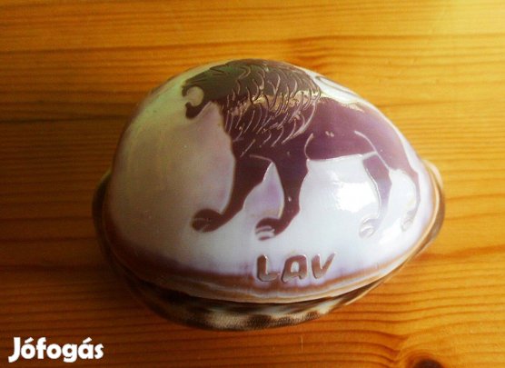 Oroszlán csillagjegy amulettje (tigriskagyló gravírozás)