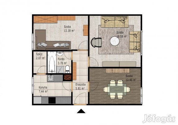 Oroszlány, 3 szobás  tégla lakás eladó