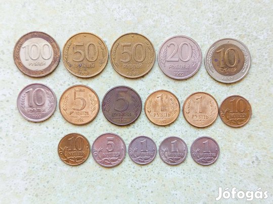 Oroszország 16 db Különböző Érme 1 5 10 Kopejka Kopek Rubel 1991-2015