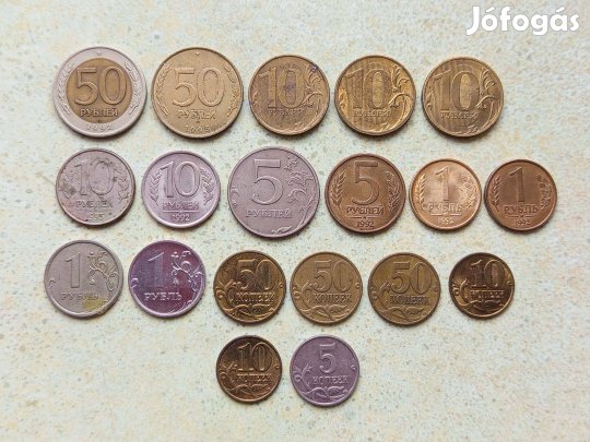 Oroszország 19 db Különböző Érme Kopek Kopejka Rubel 1992-2017