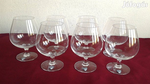 Orrefors Sweden, kézzel készített, konyakos kristály pohár, 6+1 szett