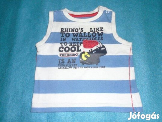 Orrszarvú mintás csíkos ujjatlan póló 3-6 hó méret 68