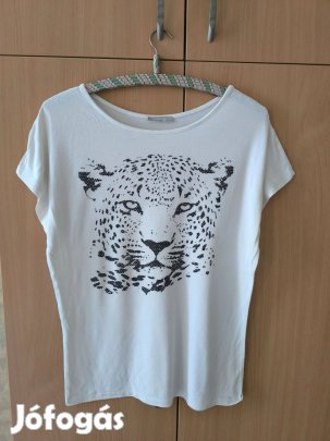 Orsay fehér leopárdos pamut póló