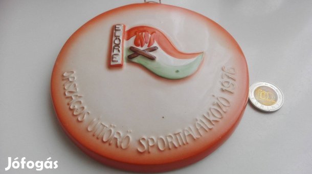 Országos Úttörő Sporttalálkozó 1976-os kerámia plakett ritka db