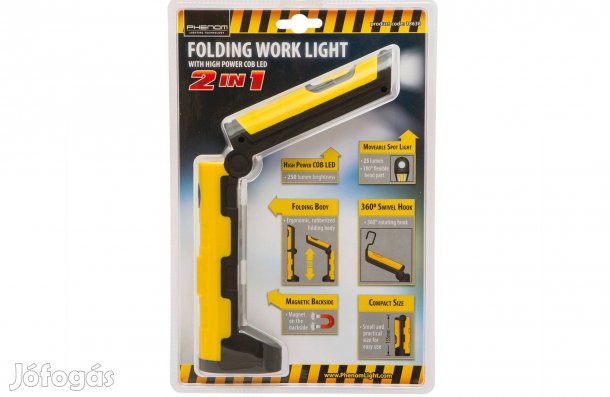 Összecsukható Extra fényű COB LED-es munkalámpa és irányfény elemlámpa