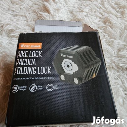 Összecsukható kerékpárzár, Westbiking, könnyűfém, fekete, 85 cm szemé
