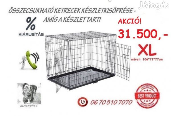 Összecsukható ketrec, szobakennel 106x71x77cm Országos Szállítás Is!