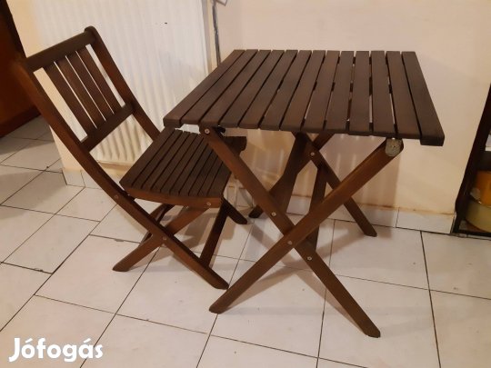 Összecsukható minőségi keményfa asztal 62x62cm és szék