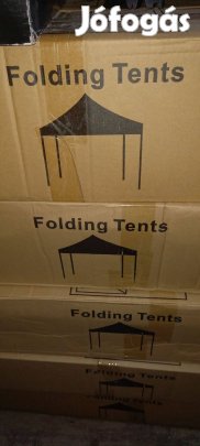 Összecsukható pavilon, fehér színű 3×3m-es piaci sátortető, dobozában