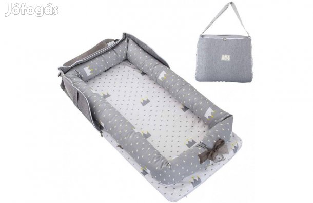 Összehajtható Hordozható babaágy pelenkázó - szürke 85 x 45 x 12 cm