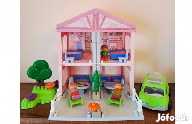 Összerakható lányos rózsaszín játék babaház fejlesztő építőjáték