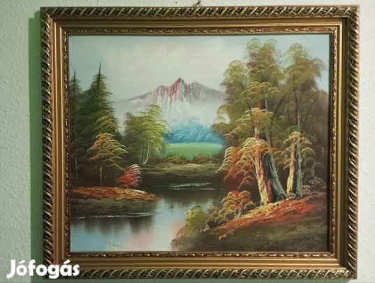 Őszi tájkép, festmény 70x60 cm-es, jelöletlen 