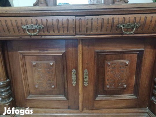 Oszlopos ónémet tükrös komód