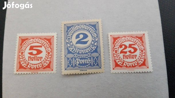 Osztrák Császári Királyi Portó bélyegek 3 db II