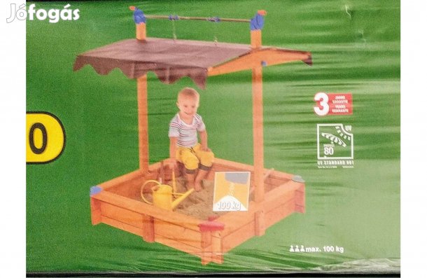 Osztrák Homokozó Prémium kivitel UV80 tekerős leereszthető tetővel b