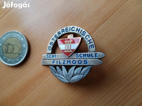 Osztrák sport jelvény Régi ezüstözöt szép db