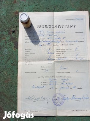 Öt különböző régi Műszerész bizonyítvány az 50-es évekből