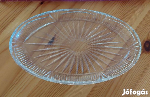 Ovális, csiszolt üvegtálca