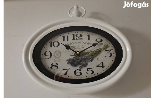 Ovális fém falióra levenula mintával 28 cm