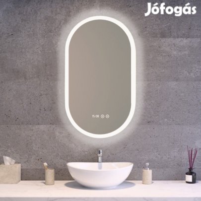 Ovális fürdőszobai LED tükör 50x80cm | Páramentesítő - Fényerő és szí