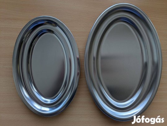 Ovális rozsdamentes acél tál 2 db