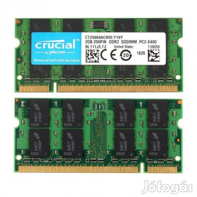 PC2 800Mhz Laptop RAM 4GB (2x 2GB) - Új