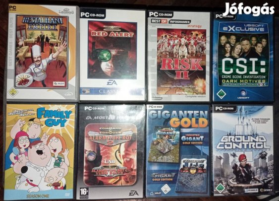 PC játék-kollekció (9 db, egyben, pl. Red Alert 1-2, Risk II.)