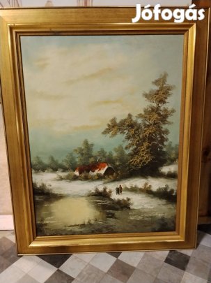 P. Oldemayer 60x80 olaj festmény 