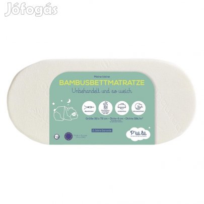 P'tit Lit Bambusz matrac babqakocsiba 32x72×4cm-Ecru. OUTLET termék