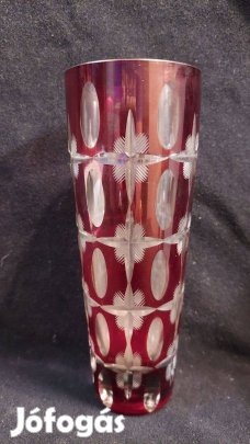 Pácolt metszett üveg váza