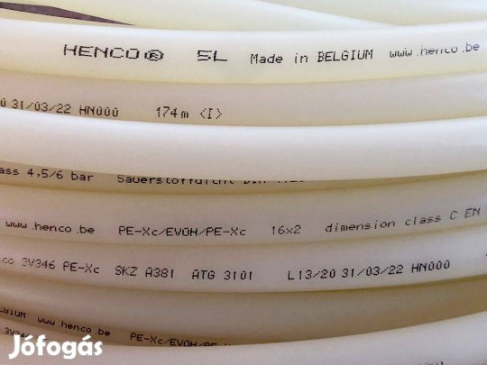 Padlófűtéscső, Henco gyártmány, bontatlan, Új,