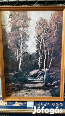 Pál László másolat tájkép szép fa keretben 