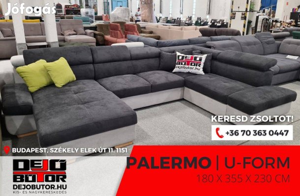 Palermo sarok kanapé bútor ülőgarnitúra 180x355x230 cm ualak fekete