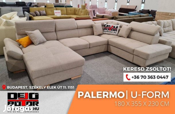 Palermo sarok kanapé rugós ülőgarnitúra 180x355x230 cm ualak bézs