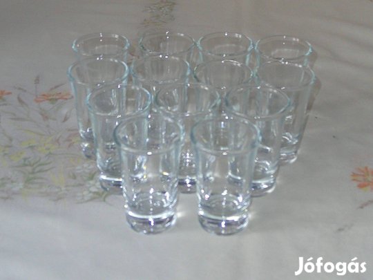 Pálinkás, likőrös üveg pohár ( 13 db. )