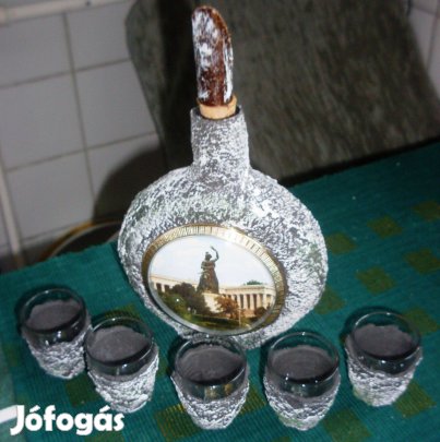 Pálinkás szett 5 pohárral,kézi munka,olcsón!/15