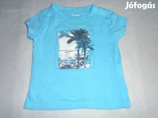 Pálmafa mintás kék póló 9-12 hó (méret 74 / 80)