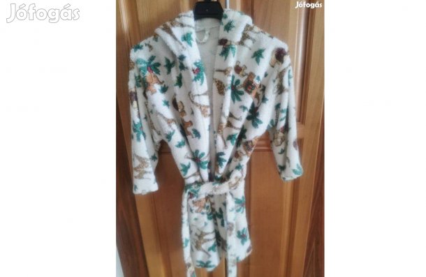 Pálmafás, elefántos, kapucnis frotír fürdőköpeny, 116-os, új