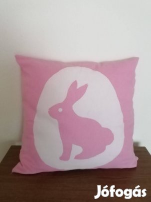 Pamut, nyuszis kétoldalas díszpárna vadonatúj párna 48x48 cm