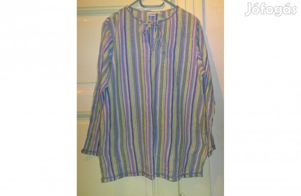 Pamut csíkos gyűrt anyagú unisex felső ( M/L-es )