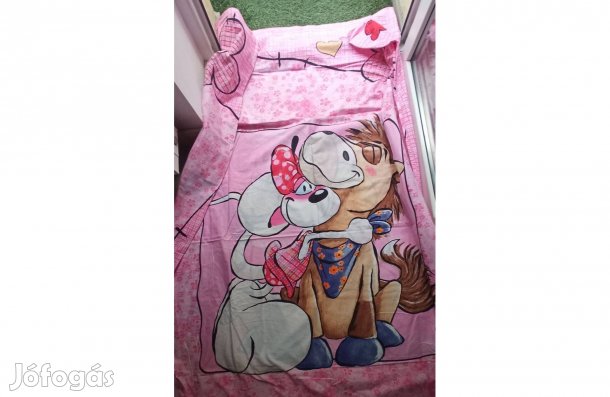 Pamut párna+paplanhuzat Diddlina és Galupy mintával; 80x80, 134x190 cm