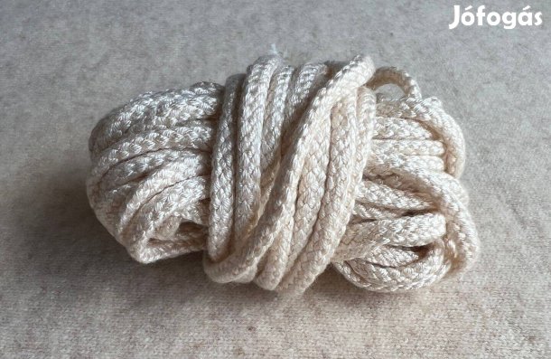 Pamutzsinór, kötött, fehér, 5 mm