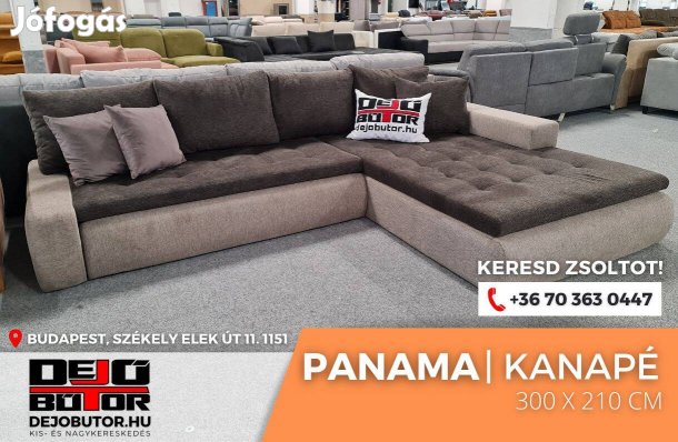 Panama XL barna kanapé ülőgarnitúra sarok 300x210 cm ágyazható