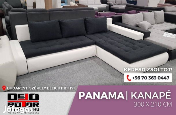 Panama sarok rugós kanapé ülőgarnitúra 210x300 cm black
