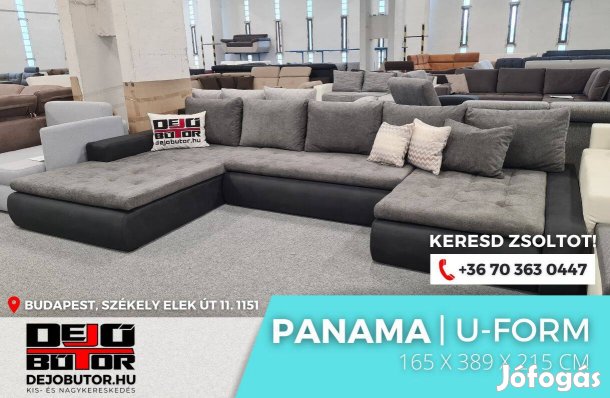 Panama szürke kanapé ülőgarnitúra 389x215x165 cm ágyazható ualak
