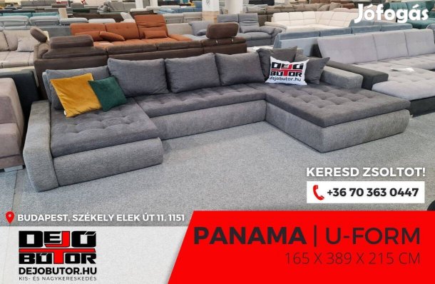 Panama ualak kanapé ülőgarnitúra 165x389x215 cm ágyazható antracit